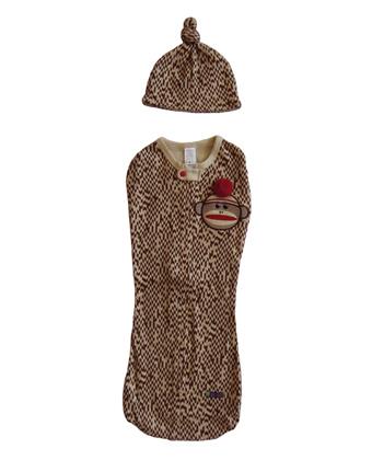 SOZO Sock Monkey Swaddle Sack & Cap Set / Ensemble de Gigoteuse et Bonnet de Chaussette Singe