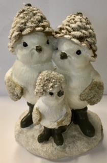 Iced Conehat Bird Family Figurine