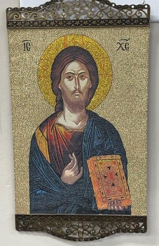 Jesus Orthodox Icon For Wall (Blue and Red) / Icône orthodoxe de Jésus pour mur (bleue et rouge)
