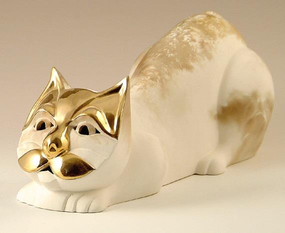 Pauline Pelletier Crouching Cat Figurine