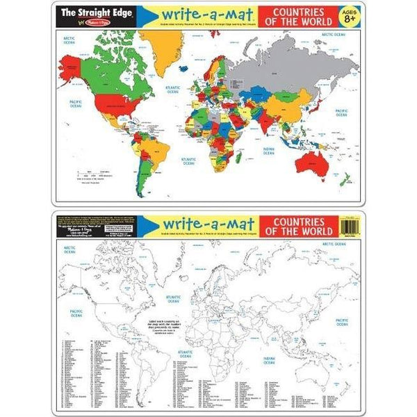 Melissa & Doug Write A Mat Map Countries Place Mat