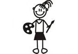My Family Car Stickers Girl With Paintbrush / Autocollants pour voiture Fille au pinceau