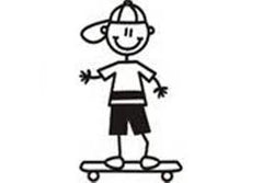 My Family Car Stickers Boy Skateboaring / Autocollants de voiture Garçon skateur