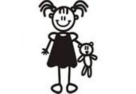 My Family Car Stickers Young Girl With Teddy / Autocollants pour voiture Jeune fille avec ours en peluche
