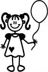 My Family Car Stickers Young Girl With Balloon / Autocollants pour voiture Jeune fille avec ballon