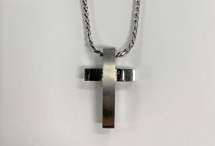 Stainless Steel Thick 2 Tone Cross Necklace