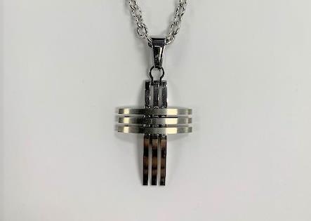 Stainless Steel 6 Line Cross Necklace