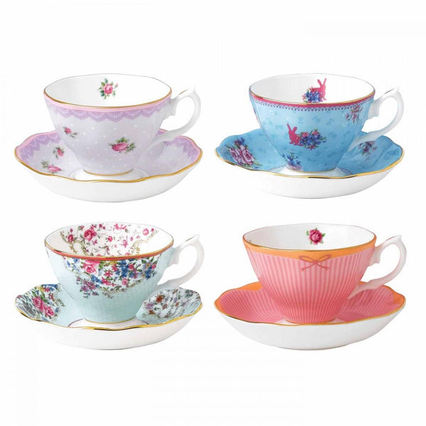 Candy Mix Tea Cups & Saucers (Set of 4)