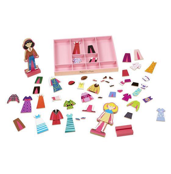 Melissa & Doug Magnetic Wooden Dress Up Dolls Abby and Emma