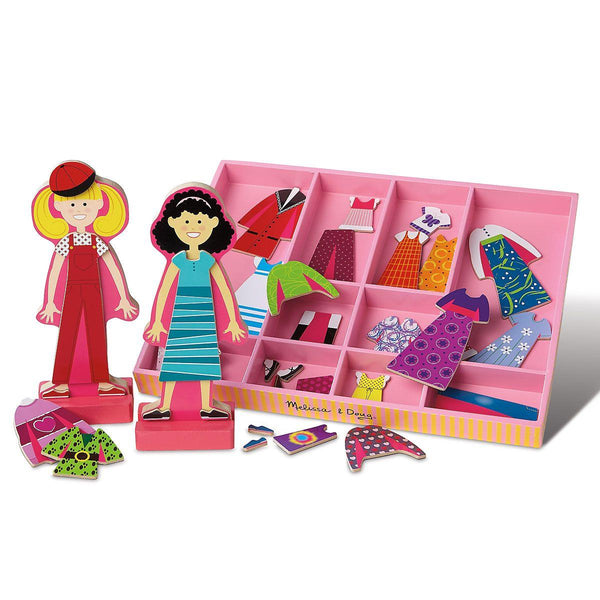 Melissa & Doug Magnetic Wooden Dress Up Dolls Abby and Emma