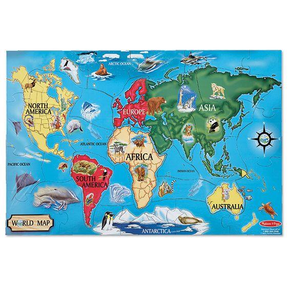 Melissa & Doug World Map Floor Puzzle - Jouets LOL Toys
