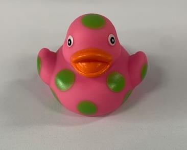 Rubber Duck Pink With Green Pokadots