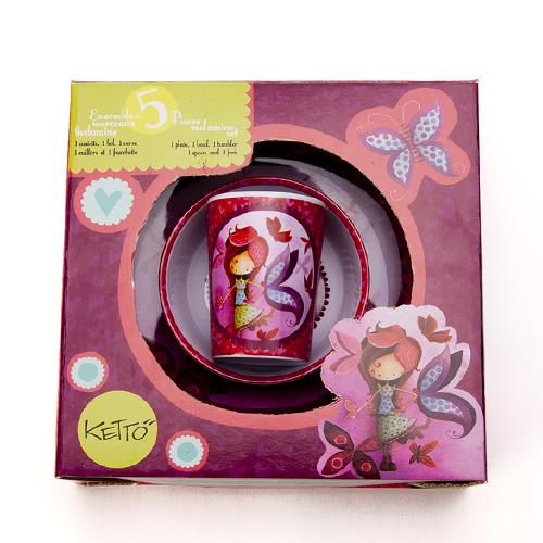 Ketto Melamine Dish Set Butterfly - Jouets LOL Toys