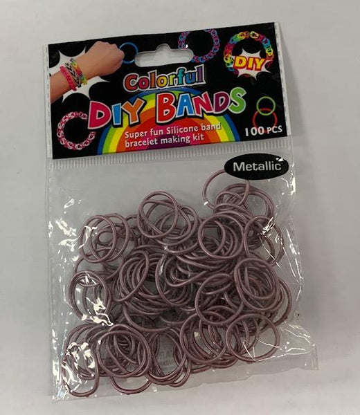 DIY Bands Bracelet 100 PCS Metallic Pink (Elastics Only)