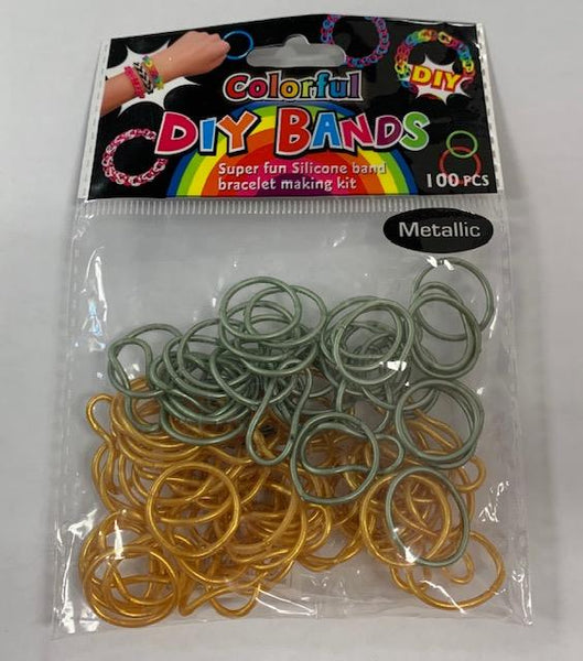 DIY Bands Bracelet 100PCS Metallic Gold and Green (Elastics Only)