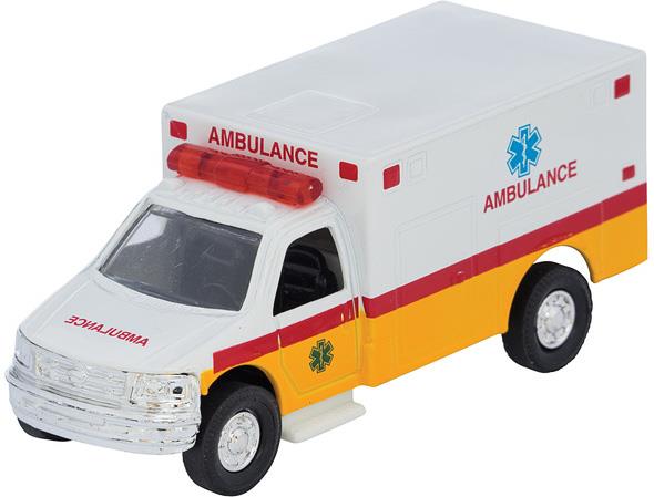 Die Cast Ambulance Pull Back (White/Yellow)