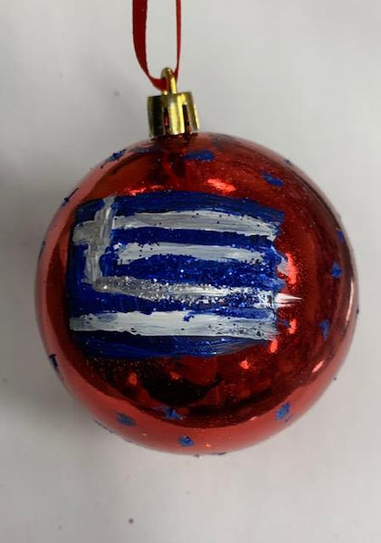 Ornament by Katerina Mertikas - Greek Flag (Ellas) (Red Ornament)