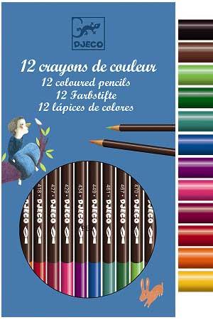 Djeco 12 Coloured Pencils Crayons - Jouets LOL Toys