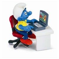 Schleich Smurf with Laptop Figure - Jouets LOL Toys