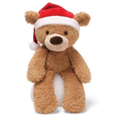 Gund Plush Bear With Santa Hat (Beige)