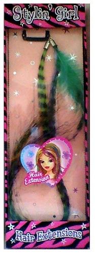 Hot Focus Stylin Girl Feather Hair Extension Bling Bling (Green)