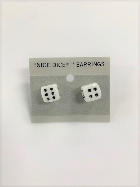 White Dice Earrings